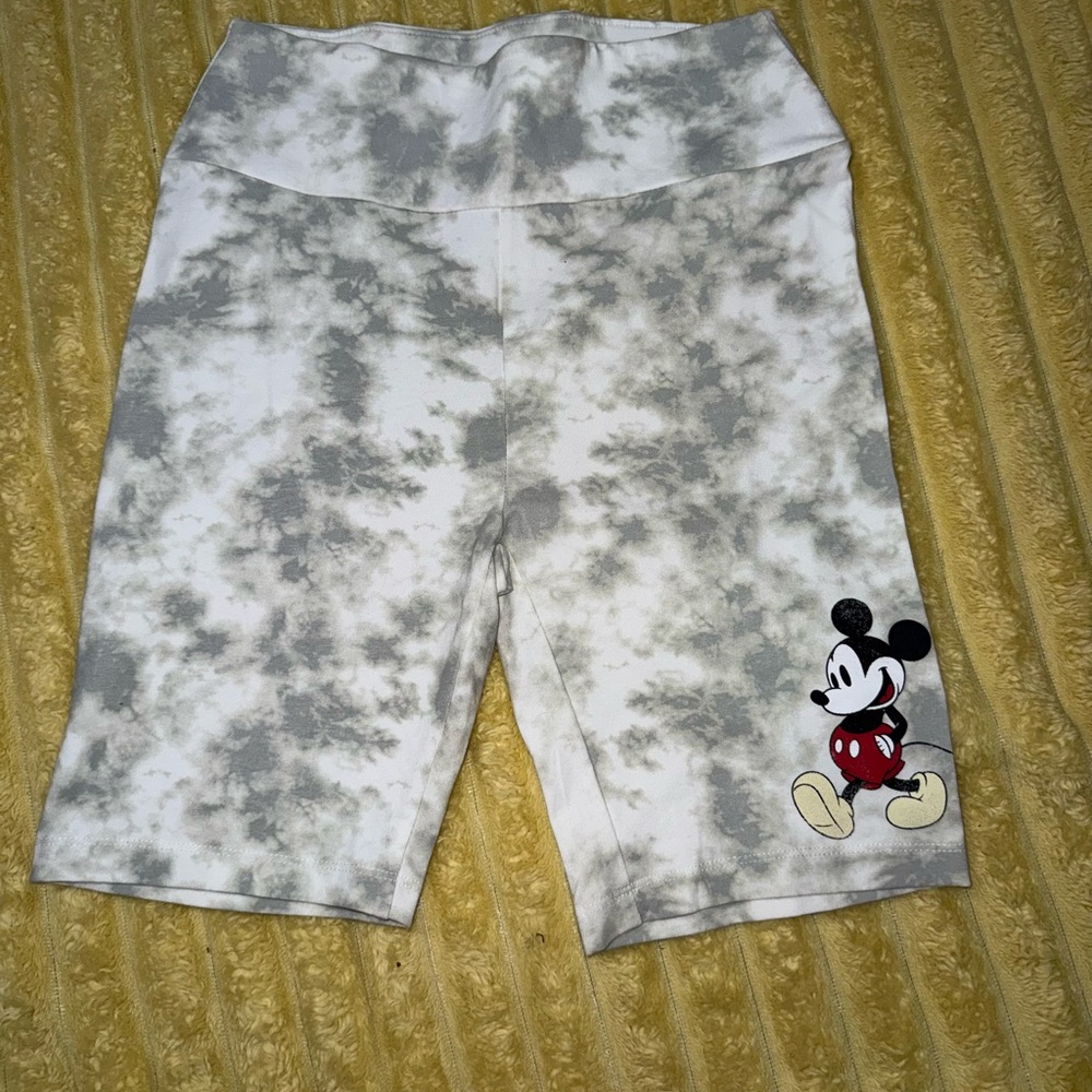 Disney Women's Tie-Dye Shorts with Mickey Mouse Gray size Small
